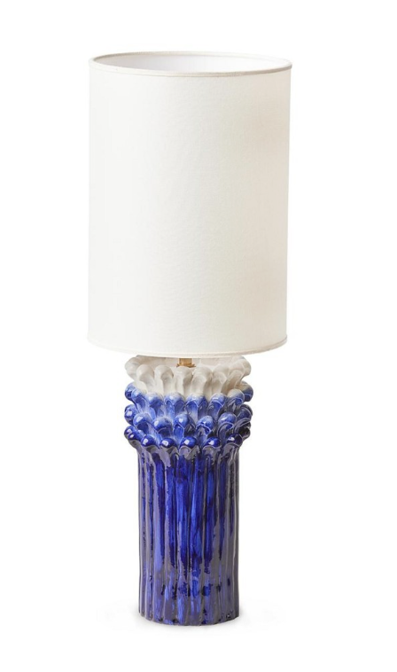 Blue Cardo Ceramic Lamp with plain shade