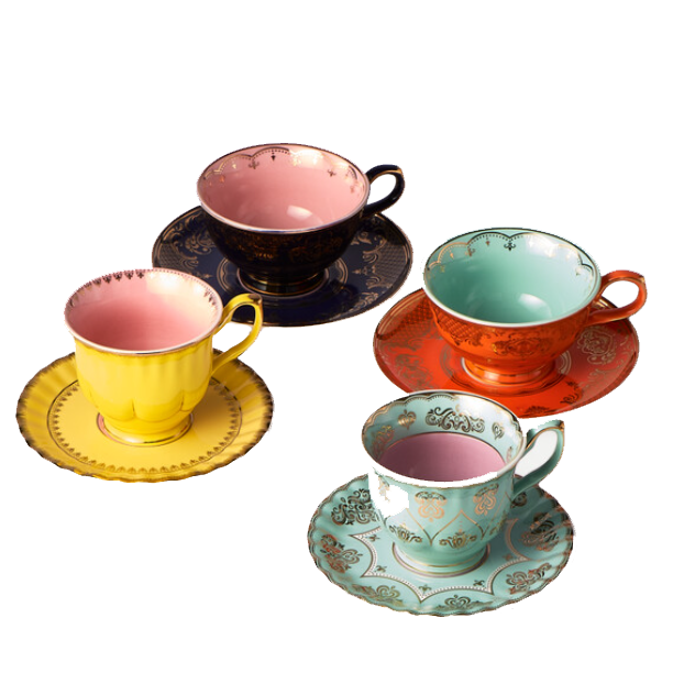 Glazed Teacups Set